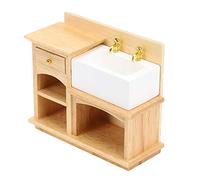 Hztyyier Doll House Miniature 1:12 Wooden Kitchen Sink Mini Mini Furniture Model for Decoration of the Doll House, Ecological Sink for 1/12 Dollhouse (Washing table)