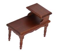 Hztyyier Dollhouse Miniature Chestnut Wood Tea Table with Two Layers, Versatile Wooden Furniture for Dollhouse, Great Addition to Living Room Decoration in 1:12 Scale
