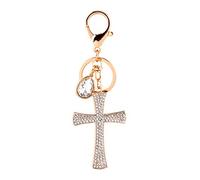 Hztyyier Handbag Charms, Sparkling Bling Keychain Rhinestone Cross Pendant for Xmas Gift Car Key Decor