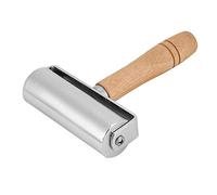 Hztyyier Leather Press Roller, Edge Rolling Tool with Wooden Handle for Bonding and Seam Smoothing, Silver Tone (100mm)