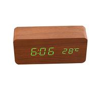 Hztyyier LED Digital Alarm Clock Multi Functional Wooden USB Power Clock with Temperature for Home Office Kids(#1)