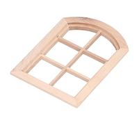 Hztyyier Mini Miniature Dollhouse Arch Window Furniture with 6 Panels, Delicate Woodworking for DIY Fun, Ideal for Dollhouse Scenes, Birch Material (Plain arc window)