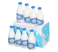 Hztyyier Miniature Dollhouse Milk Bottle Set, Vivid Details, Dual Purpose for 1:12 Dollhouse or 1:6 Miniature House, Gifts for Puppeteers, Plastic (Blue)