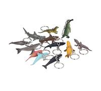 Hztyyier Multipurpose Dinosaur Keychains, 12 Pcs Vivid Lovely Small Bright Animal Keychains for Bags and Gifts, Suitable for Over 3 Years (K2700 Marine Animal Keychain)