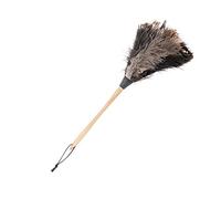 Hztyyier Natural Black Ostrich Feather Duster with Wooden Handle, Multipurpose Car Interior Exterior Cleaner, Fluffy Duster for Blinds, Kitchen, Office