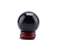 Hztyyier Natural Black Quartz Crystal Ball, 40mm Glass Sphere with Stand for Decorative Use