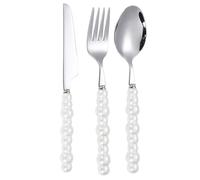 Hztyyier Pearl Cutlery Set, Stainless Steel Tableware, Fine Polished, Multi Functional with Creative Pearl Ceramic Handle for Luxury Dining