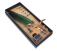 Hztyyier Quill Feather Pen Caligraphy Set Adults Writing Quill Pen for Holidays, Christmas, Birthdays Gifts with 5 Nibs Set in Gift Box(Green)