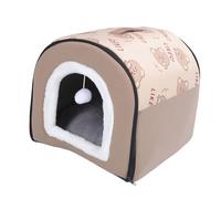 Hztyyier Removable Washable Dog Cave Bed Easy Care Winter Warm Dog House Kennel Bed for Indoor, Generous Space with Private Area for Year-round Use in Arctic Velvet+Oxford Cloth+PP Cotton (M)