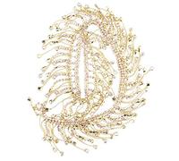 Hztyyier Rhinestone Tassel Chain Crystal Fringe Trim Close Chain Applique for DIY Sewing Crafts Clothing Bag Necklace Decoration (Gold AB color)