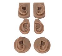 Hztyyier Silicone Ear Model Premium Soft Flexible Human Ear Model for Piercing Practice 3 Couples for Beginners Piercing Training, Earrings Indicate Props (Deep Skin Tone)