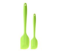 Hztyyier Silicone Scraps for Baking Cakes - Scraping Tool with a Long Handle with a Slope Hole - for Dessert Lovers Greens and Yellow 2 STCS Set (Large + Small Green)