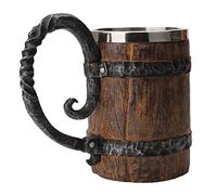 Hztyyier Simulation Drum Cup, Resin Stainless Steel Liner Double Beer Mug, for Daily Use in Home, Office, and Parties, 550ml Capacity
