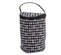 Hztyyier Small Yarn Bag, Flower Pattern Multi Grids Detachable Portable Crochet Hook and Yarn Bucket, Water Proof Travel Bag (Black White Plaid)