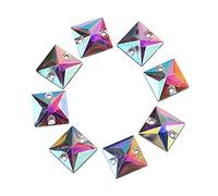 Hztyyier Square AB Acrylic Resin Crystal Rhinestones, 200 Pieces Flatback with Hole, Colorful Sewing Buttons for DIY Crafts, Fashion Accessories, Jewelry Making
