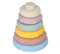 Hztyyier Stackable Soft Building Rings Sensory Stacking Rings for Baby Develop Hand Skills and Color Perception for Kids Plastic Material Quantity Is 6