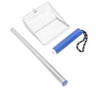 Hztyyier Stainless Steel Long Handle Cat Litter Scoop Efficient Kitty Metal Scooper for Pet Litter Boxes 23.43x5.12x1.77in (Blue)