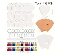 Hztyyier Sublimation Keychain Blanks Kit 15 Pcs Double Sided MDF Keychain Blanks with 15 Key Rings 30 Open Rings 15 Tassels for DIY Custom Keychain Heat Transfer Crafting (Heart Shape)