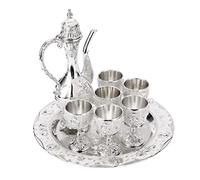 Hztyyier Vintage Turkish Coffee Cups Set Water Serving Set with Serving Tray, Turkish Islamic Decor, Coffee Cup Set, Tea Tray Teapot Tea Cups Home Decorations Gifts