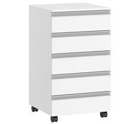 Hzuaneri 5-Drawer Mobile File Cabinet, Filing Cabinet with Lock and Wheels, Under Desk Storage, Fits A4, Legal, Letter, for Home, Office and School, 40 x 40 x 65 cm, White, FC55503X