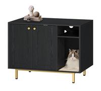 Hzuaneri Cat Litter Box Enclosure, Hidden Litter Box Furniture, Black Gold