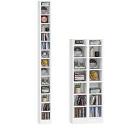 Hzuaneri CD/DVD Rack, 272 CD Storage Racks Shelf, Storage Tower with Adjustable Shelves, Media Display Stand Units for Living room, Study, 20 x 17 x 213 cm, White CR21403XV1