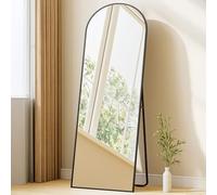 Hzuaneri Full Length Mirror, 160 x 50 cm, Arched Floor Mirrors with Stand, Mirror Full Length Wall Mounted, Tempered Glass, Aluminium Alloy Frame, for Bedroom Living Room Entry, Black DM41999B