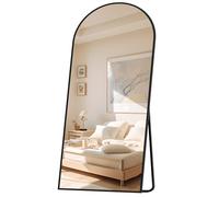 Hzuaneri Full Length Mirror, 180 x 76 cm, Arched Floor Mirrors with Stand, Mirror Full Length Wall Mounted, Tempered Glass, Aluminium Alloy Frame, for Bedroom Living Room Entry, Black DM42199B