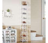Hzuaneri Vertical Shoe Rack, 9 Tier Narrow Shoe Rack for Small Space, Adjustable Angle, Freestanding Shoes Shelf，Wooden Shoes Organizer Behind Doors for Hallway, Living Room, white,SR28903W
