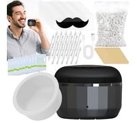 Hzuisst Nose Waxing Kit for Men, Portable Wax Kit for Hair Removal, USB Rapid Heating Mini Wax Pot with 100g Wax Beads, 30 Nose Ear Waxing Sticks, 20 Moustache Stencils, 10 Applicators for Women Men