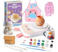 Hzuisst Pottery Wheel, Pottery Wheel for Kids, Complete Pottery Kit for Beginners, Clay Sculpting Tools Painting Kit with 2 Packs Modeling Clays, Mini Pottery Wheel for Kids, Crafts Kits for Kids
