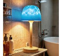 hzuisst Waterproof Shower Lamp, Rechargeable Shower Light with 16 Color Ocean Wave Lights Projector, Cordless Bathroom Lamp with Remote & Touch Control, Bathroom Mood Light for Bathtub, Spa
