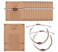 HZUIZXYO 15Pcs Sports Bracelets Set,Adjustable Sports Charm Bracelets Bulk with Inspirational Card Sport Party Favors Player Coach Games Day Gifts for Teen Women Man Adults