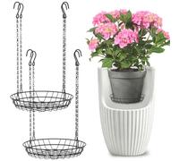 HZUIZXYO Adjustable Planter Inserts for Large Pots, Plant Risers for Inside Pots, Sliver Stainless Steel Planter Insert with 4Hooks, Chain Pot Fillers for Tall Round Planters to Reduce Soil