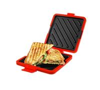 HZUIZXYO Microwave Toastie Maker, Microwave Toastie Sandwich Maker and Grill Wireless Silicone Microwaveable Cookware,Thick Metal Non-Stick Plates Compact & Dishwasher Safe (Red)