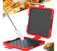 HZUIZXYO Microwave Toastie Maker, Microwave Toastie Sandwich Maker and Grill Wireless Silicone Microwaveable Cookware Non-Stick Removable Grill Pan Cheese Toastie,Dishwasher Safe(Gules)