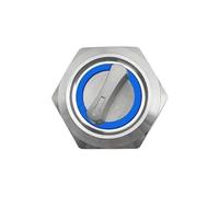 HZVEKCRI 19 mm Metal Rotary Switch, 2 and 3 Positions, Push Button Switch with Latching and LED Light, 12V and 220V, 1 NO, 1 NC, Red and Green (Bule, MOMENTARY_3_220V)