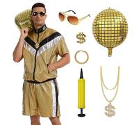 HZVRTN 80s 90s Disco Outfit,80s Fancy Dress Men,80s Outfit Men | 80s 90s Hip Hop Disco Outfit,Create Complete Retro Looks From The 80s 90s,Suitable Carnivals, Halloween,Disco Night Parties.