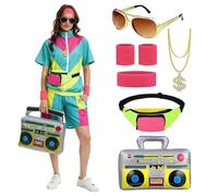 HZVRTN 80s themed party outfits, 90s Fashion Shell Suit Costume for hip-hop themed parties, Halloween, Music Festivals, Masquerade, Carnival (Green, 2XL)