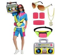HZVRTN 80s themed party outfits, 90s Fashion Shell Suit Costume for hip-hop themed parties, Halloween, Music Festivals, Masquerade, Carnival (Blue, M)