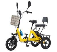 HZWJD Electric Bike 3-Wheel Design with Removable Lithium Battery Fat Tire E Trike Foldable 3-Wheel E-Trike with 10.4Ah Battery Suitable for Parents and Adults Yellow 10.4AH