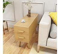 Sofa Side Table Wood Side Night Stand Table with Double Drawer, Nordic Coffee Table Storage Table, Save Space Multifunction Locker Lamp Table for Bedroom Living Room