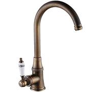 HZWMQDLF Kitchen Sink Faucet, Modern Minimalist Style, Antique Brass Finish, Brass Material, Transitional Style, Single Hole Installation, Water-saving Mechanism