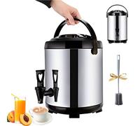 HZWZ 6L/8L/10L/12L Stainless Steel Hot Water Dispenser Kettle Boiler Warmer Coffee Urn With Cover And Spigot Milk Tea Bucket Insulated Barrel For Hot Water Or Beverage(Black) (Size : 6L)