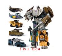 (HZX 5 IN 1 SET B) 5 IN 1 Transformation Robot Car Toys Anime Devastator Aircraft Tank Model KO Boys Truck Collection Kid