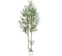 HZXGCP 7FT Artificial Olive Tree Indoor, Fake Olive Tree with White Pot, Faux Olive Tree with Dense Leaves & Realistic Fruits, Tall Artificial Plant for Home Living Room Office Entryway Decor
