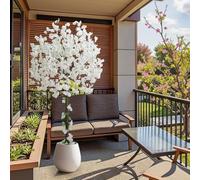 HZXGCP Artificial Cherry Blossom Tree,6FT Tall Fake Plant with White Pot,Faux Potted Silk Plant for Home, Office, Wedding, Garden, Party, Hotel Decoration