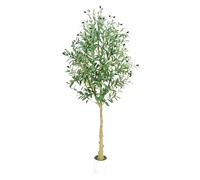 HZXGCP Olive Tree 6ft, Artificial Olive Tree with White Pot, Fake Tree with 1296 Dense Leaves & 72 High-Simulated Olive Fruits - Easy Assembly, Low Maintenance (Olive Tree（180CM）)