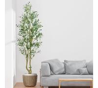 HZXGCP Olive Tree 6ft, Artificial Olive Tree with White Pot, Fake Tree with 1296 Dense Leaves & 72 High-Simulated Olive Fruits - Easy Assembly, Low Maintenance (Olive Tree 6ft)