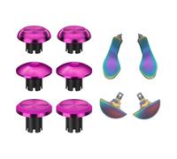 Hzxkqmil Metal Thumbsticks for PS5 Edge Controller, 6 Joystick Analog Sticks 4 Back Paddles Triggers Buttons Replacement Accessories for Ps5 Edge Controller, Rose Red + Gradient